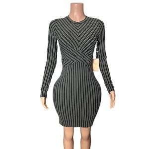 Striped Black and White Bodycon Dress